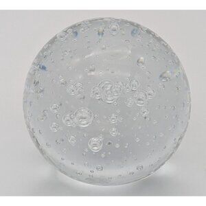 Vintage DAMAGE art glass Clear Bubbles Round Crystal Ball Paperweight
